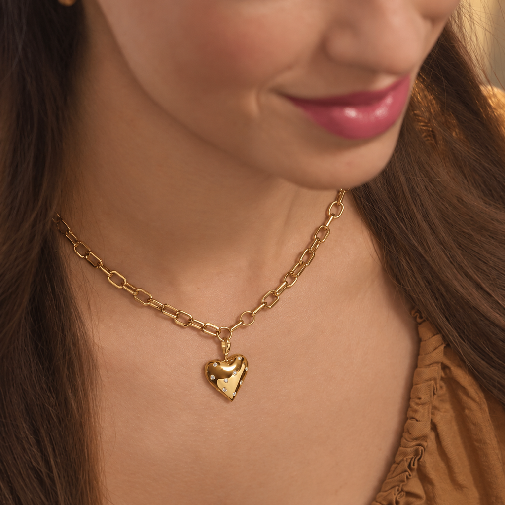 Puffy Heart Diamond Pendant
