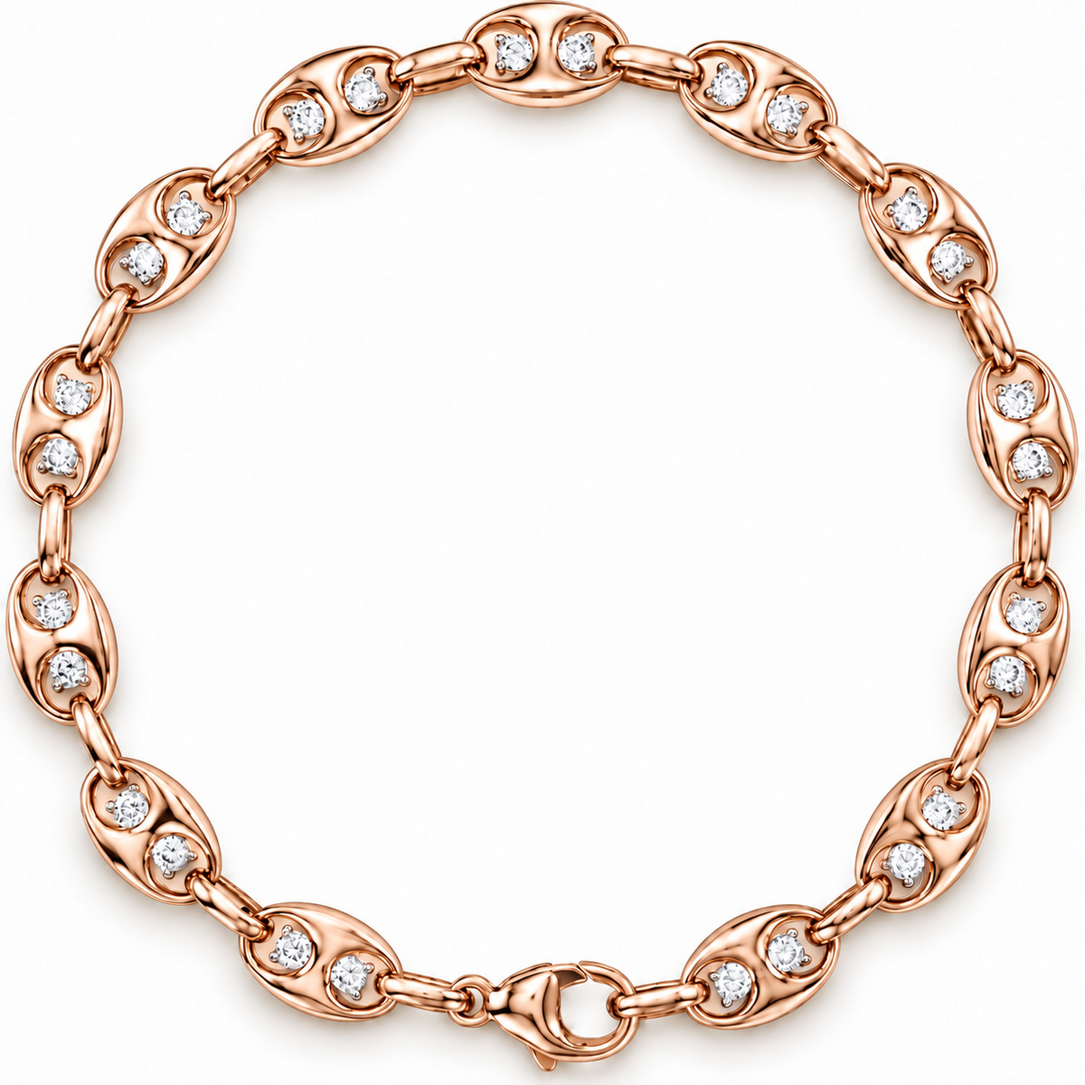 London Diamond Puffy Mariner Bracelet