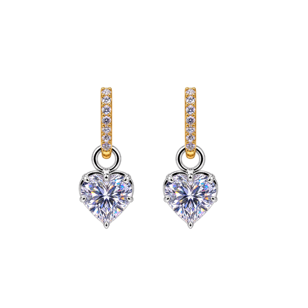 Grande Lovely Heart Diamond Georgian Earrings