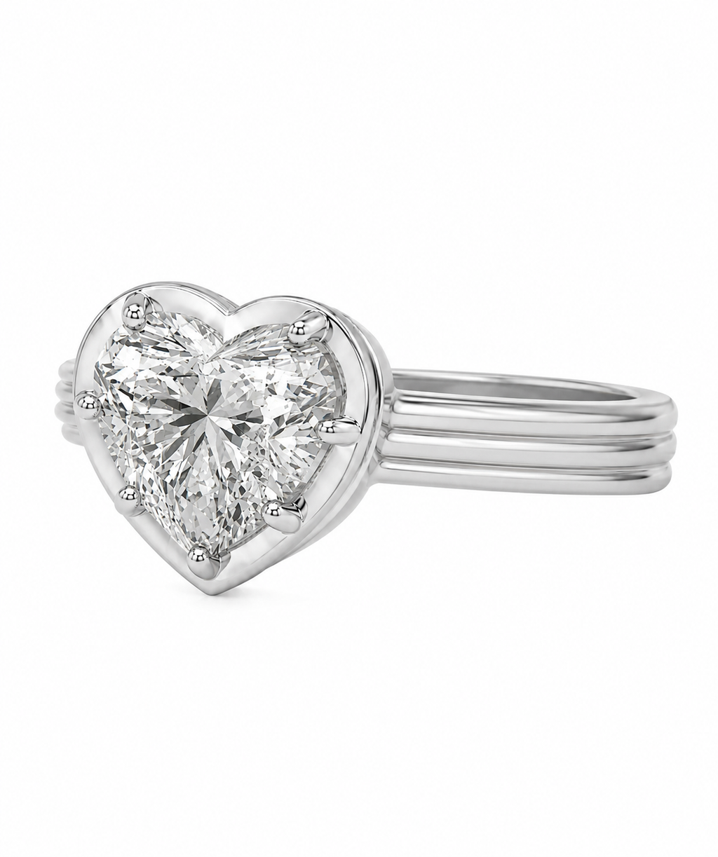 Grande Lovely Heart 3 Carat Diamond Ring - Sterling Silver