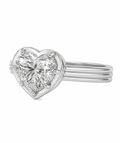 Lovely Heart Diamond Button Back Ring