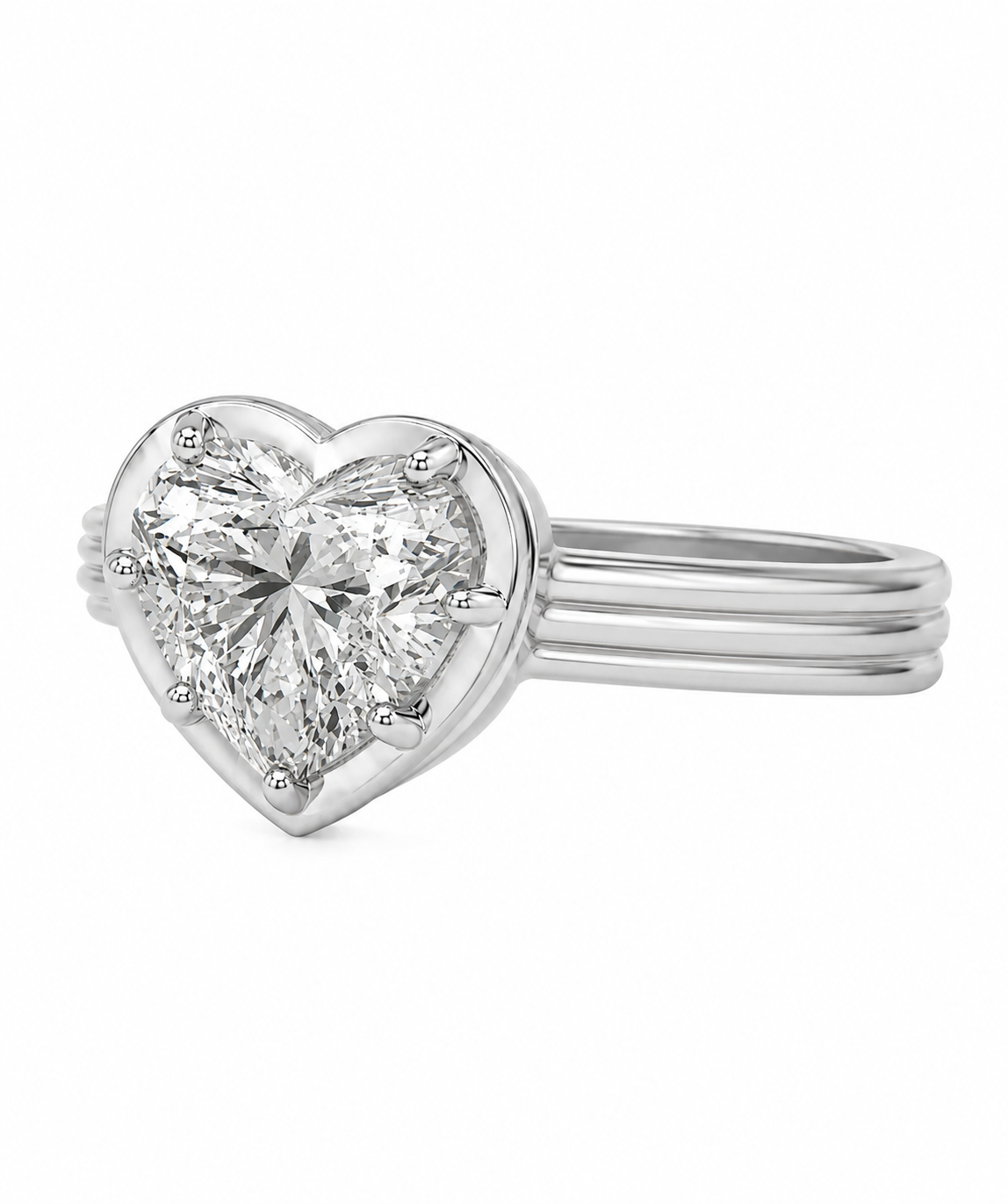 Grande Lovely Heart 3 Carat Diamond Ring - Sterling Silver