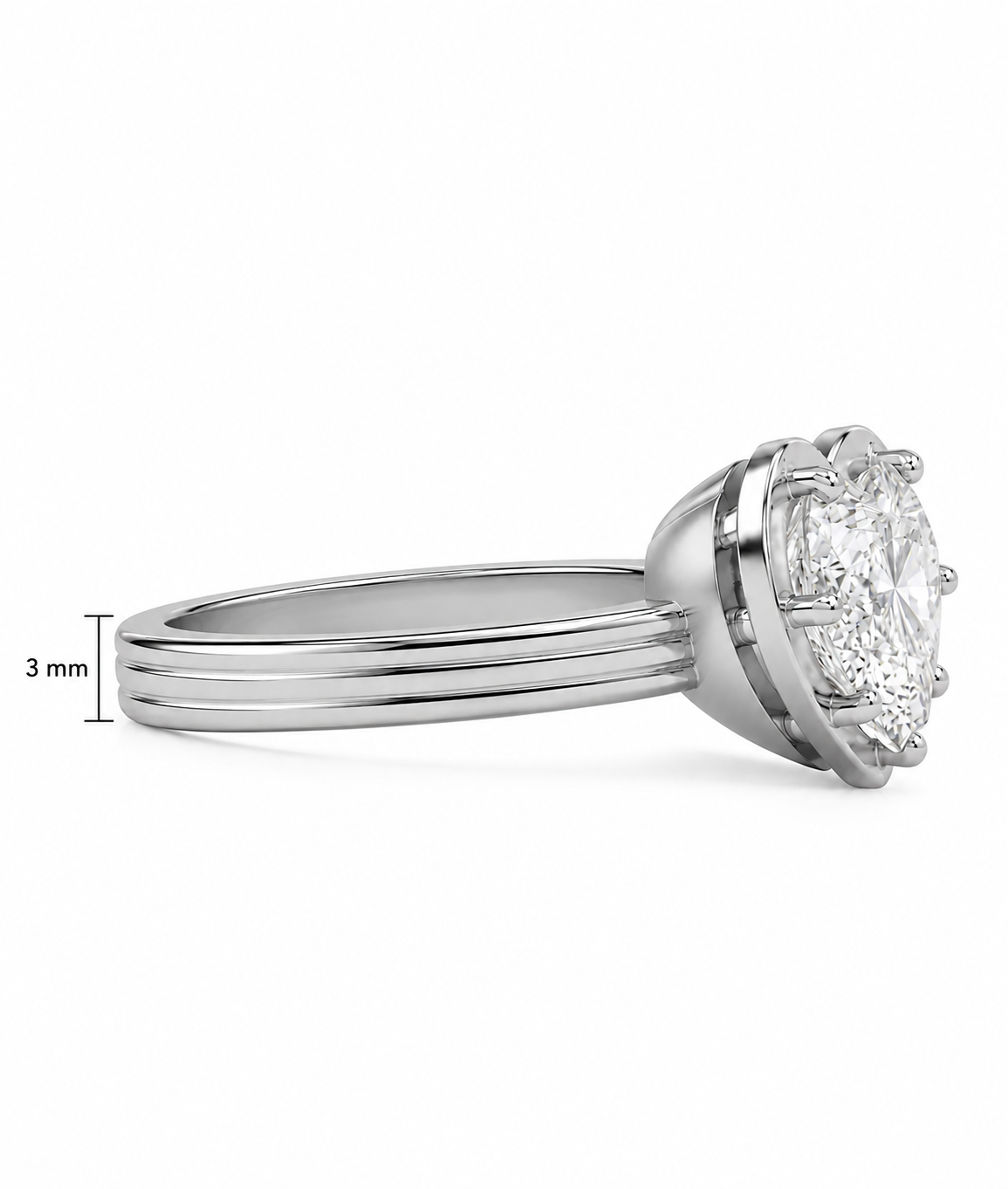 Grande Lovely Heart 3 Carat Diamond Ring - Sterling Silver