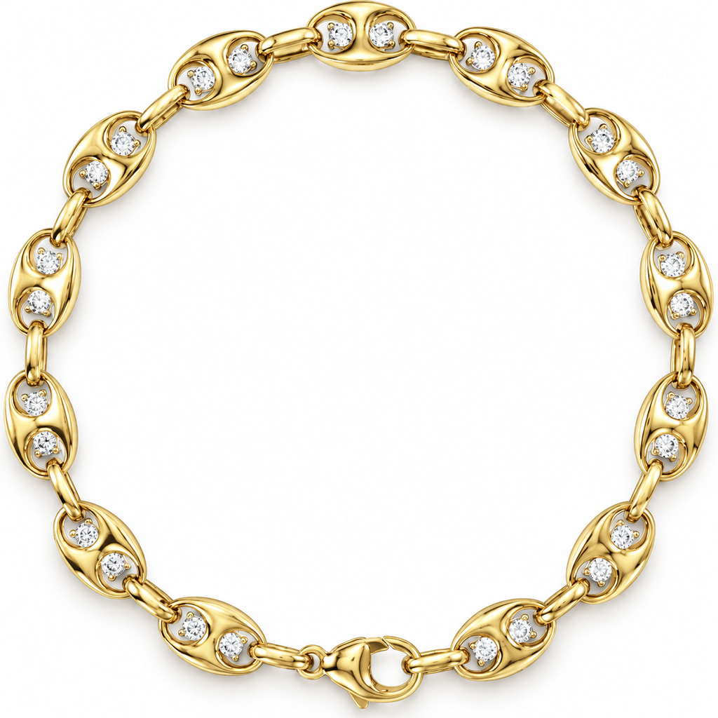 London Diamond Puffy Mariner Bracelet