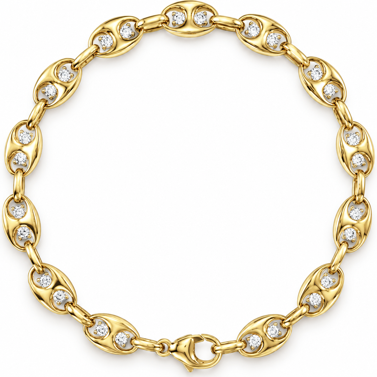 London Diamond Puffy Mariner Bracelet