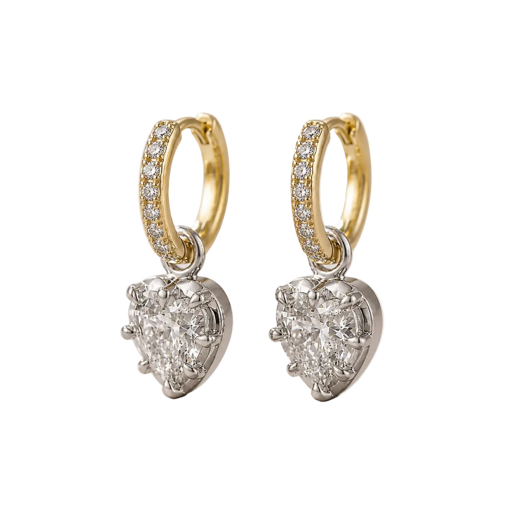 Grande Lovely Heart Diamond Pave Hoop Earrings