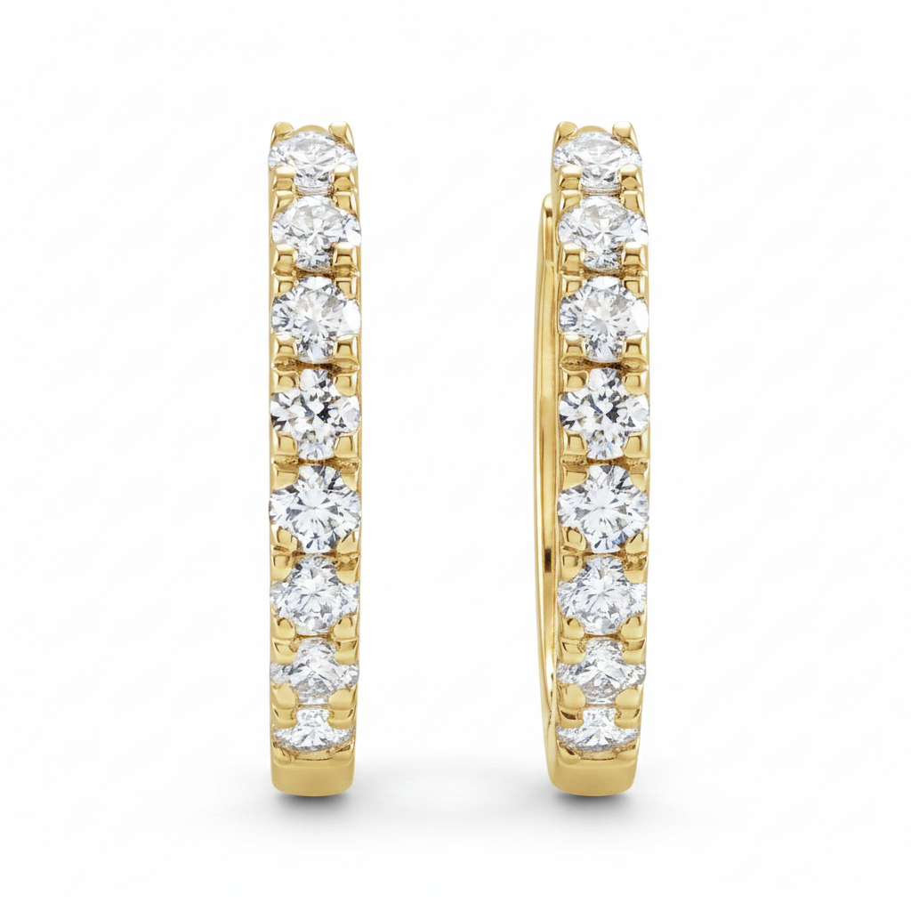 Grande Lovely Heart Diamond Pave Hoop Earrings