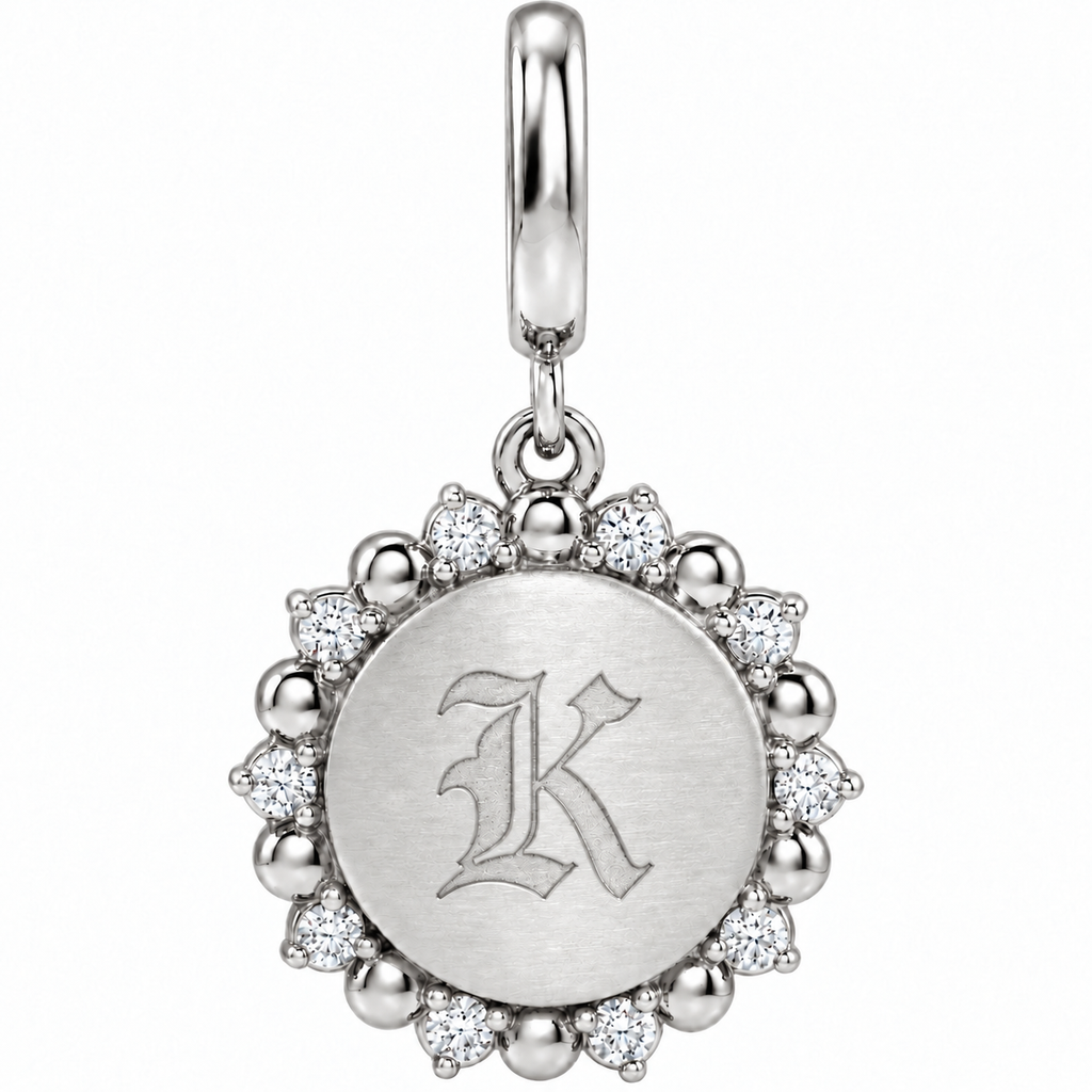 Flower Diamond Letter Charm