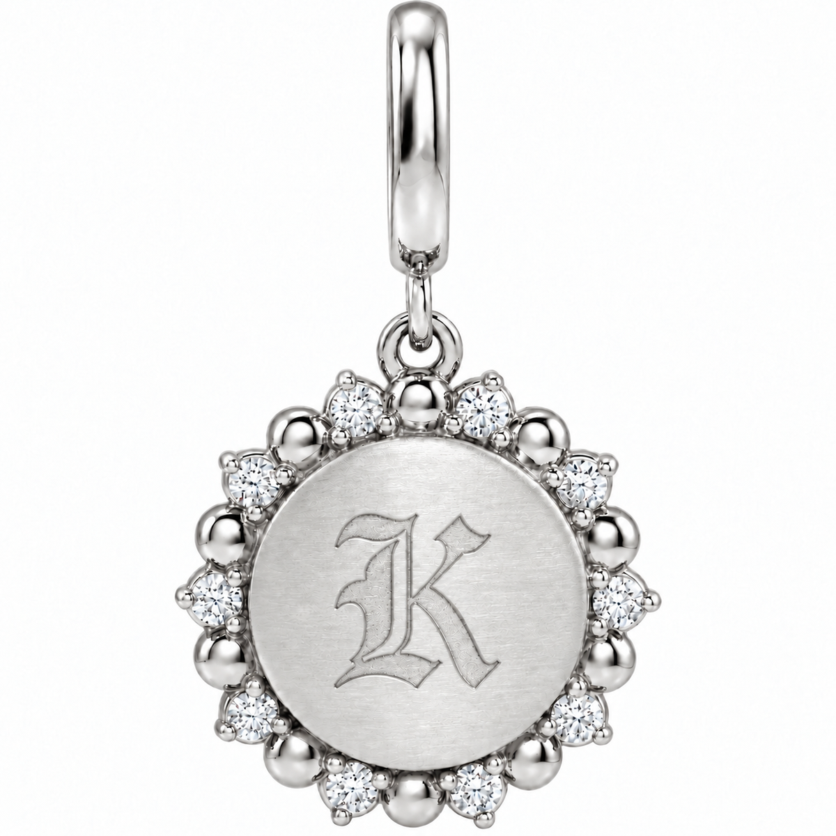 Flower Diamond Letter Charm