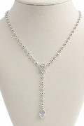 Silver Ellarie Pear Diamond Ball Chain Lariat