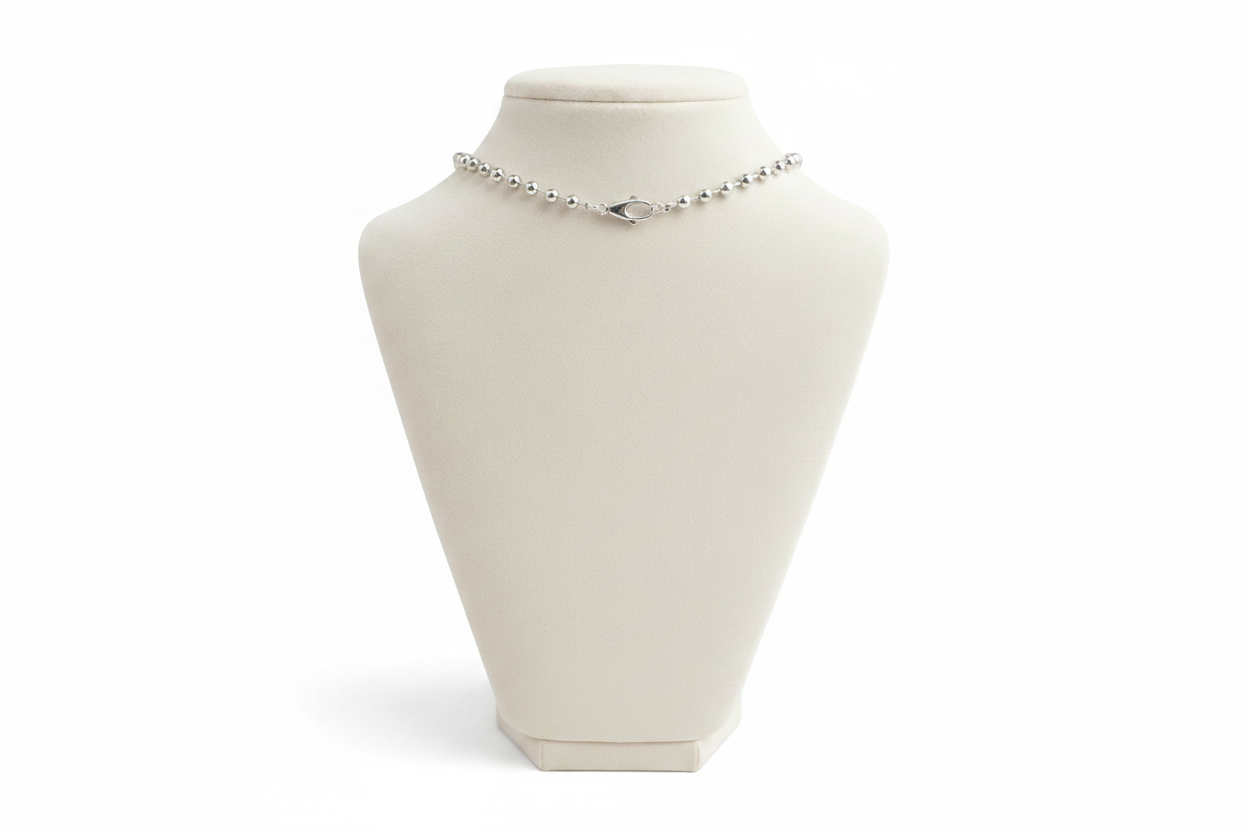 Silver Ellarie Pear Diamond Ball Chain Lariat