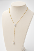 Gold Ellarie Pear Diamond Ball Chain Lariat