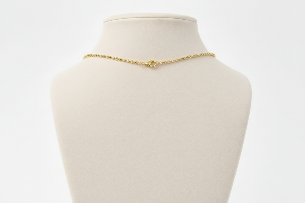 Gold Ellarie Pear Diamond Ball Chain Lariat