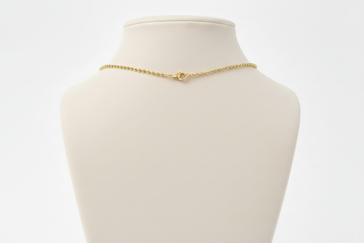 Gold Ellarie Pear Diamond Ball Chain Lariat