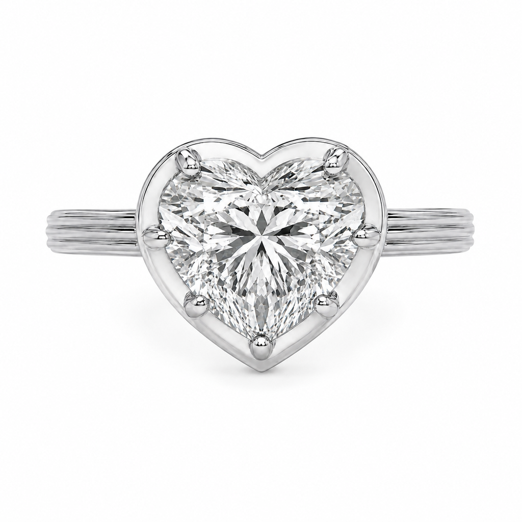 Grande Lovely Heart 3 Carat Diamond Ring - Sterling Silver