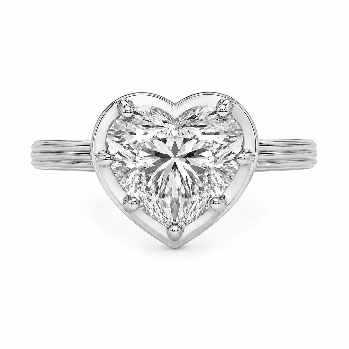 Grande Lovely Heart 3 Carat Diamond Ring - Sterling Silver