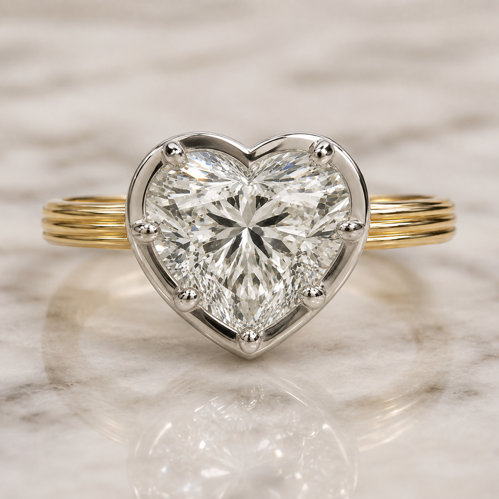 Gold Grande Lovely Heart 3 Carat Diamond Ring