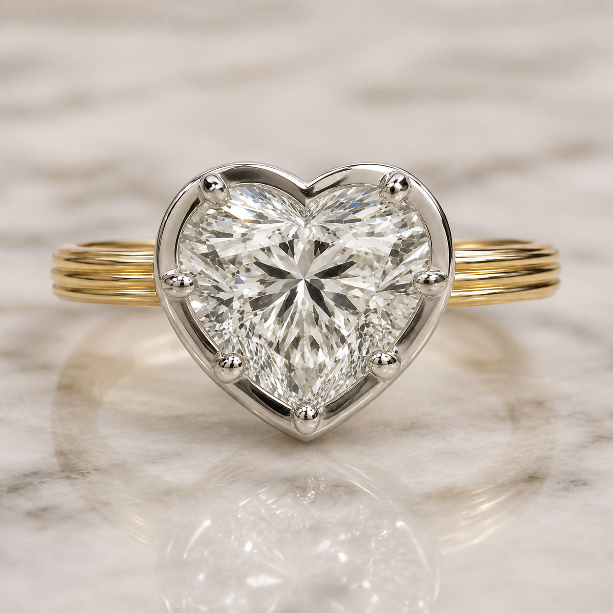Gold Grande Lovely Heart 3 Carat Diamond Ring