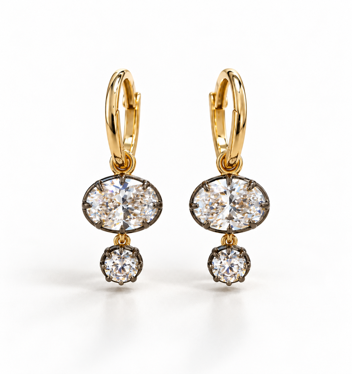 Georgina Button Back Diamond Drop Georgian Earrings