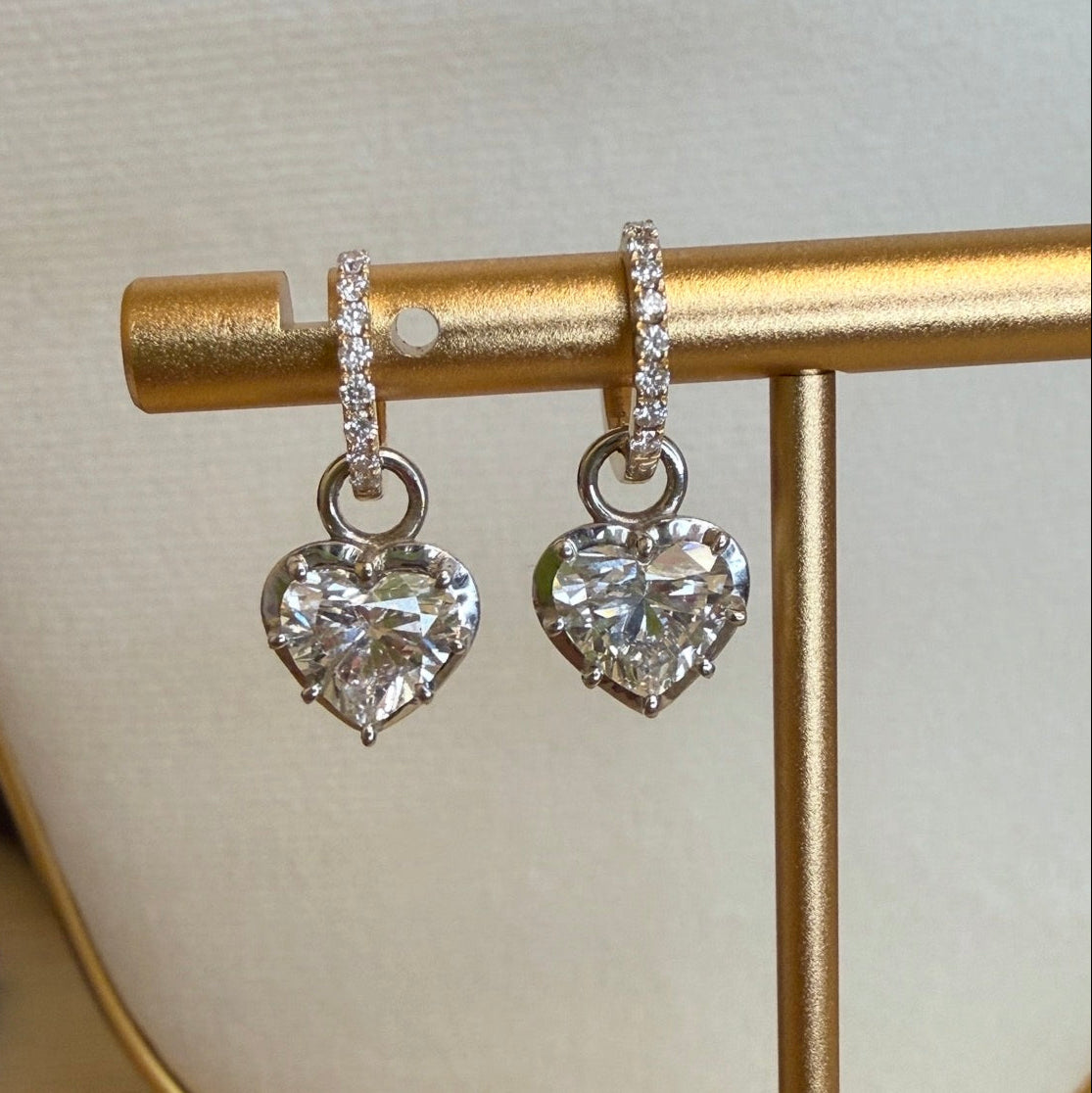 Mini Lovely Heart Diamond Georgian Earrings