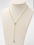 Gold Ellarie Pear Diamond Ball Chain Lariat