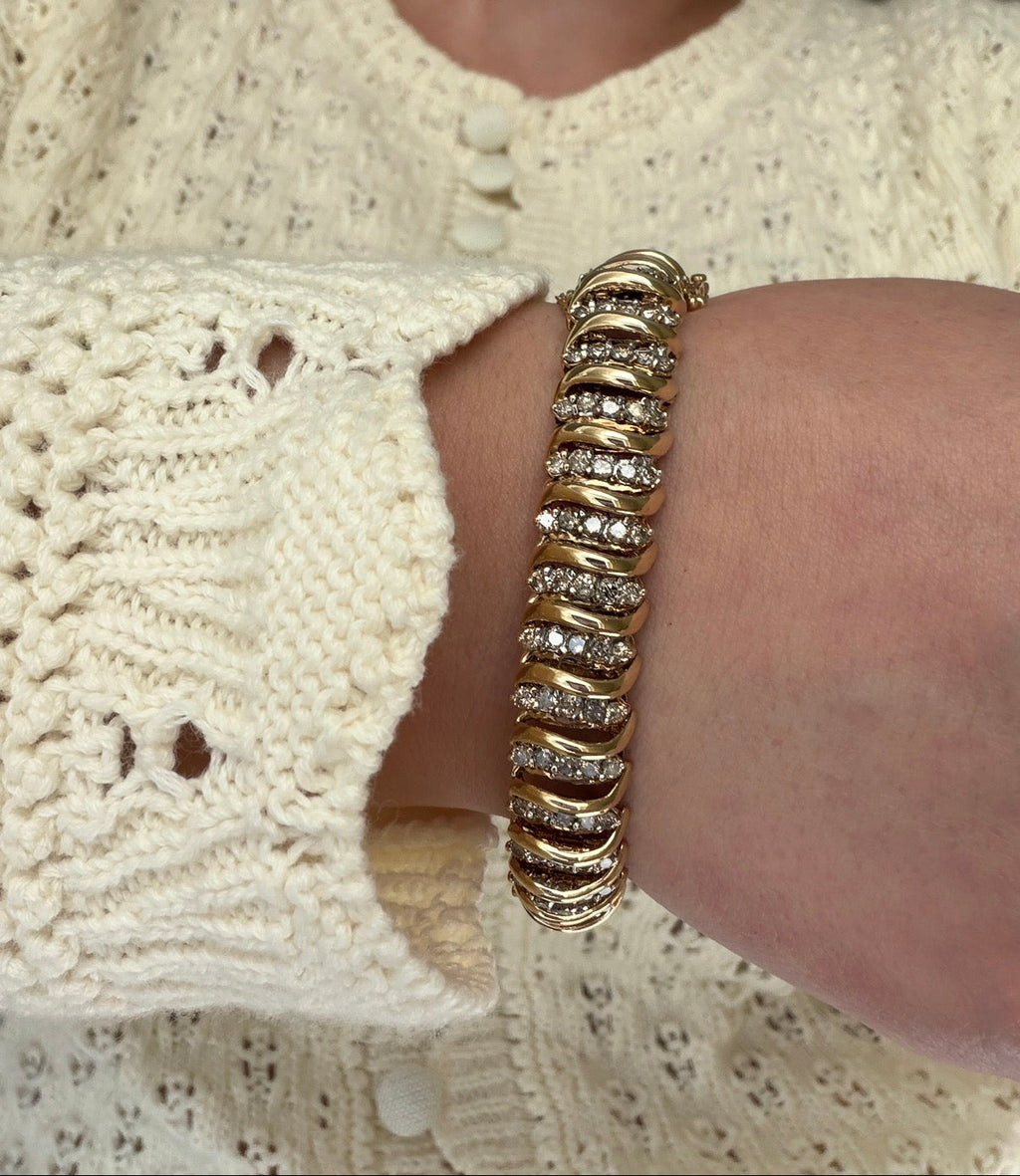 Vintage Mega S Link Diamond Bracelet