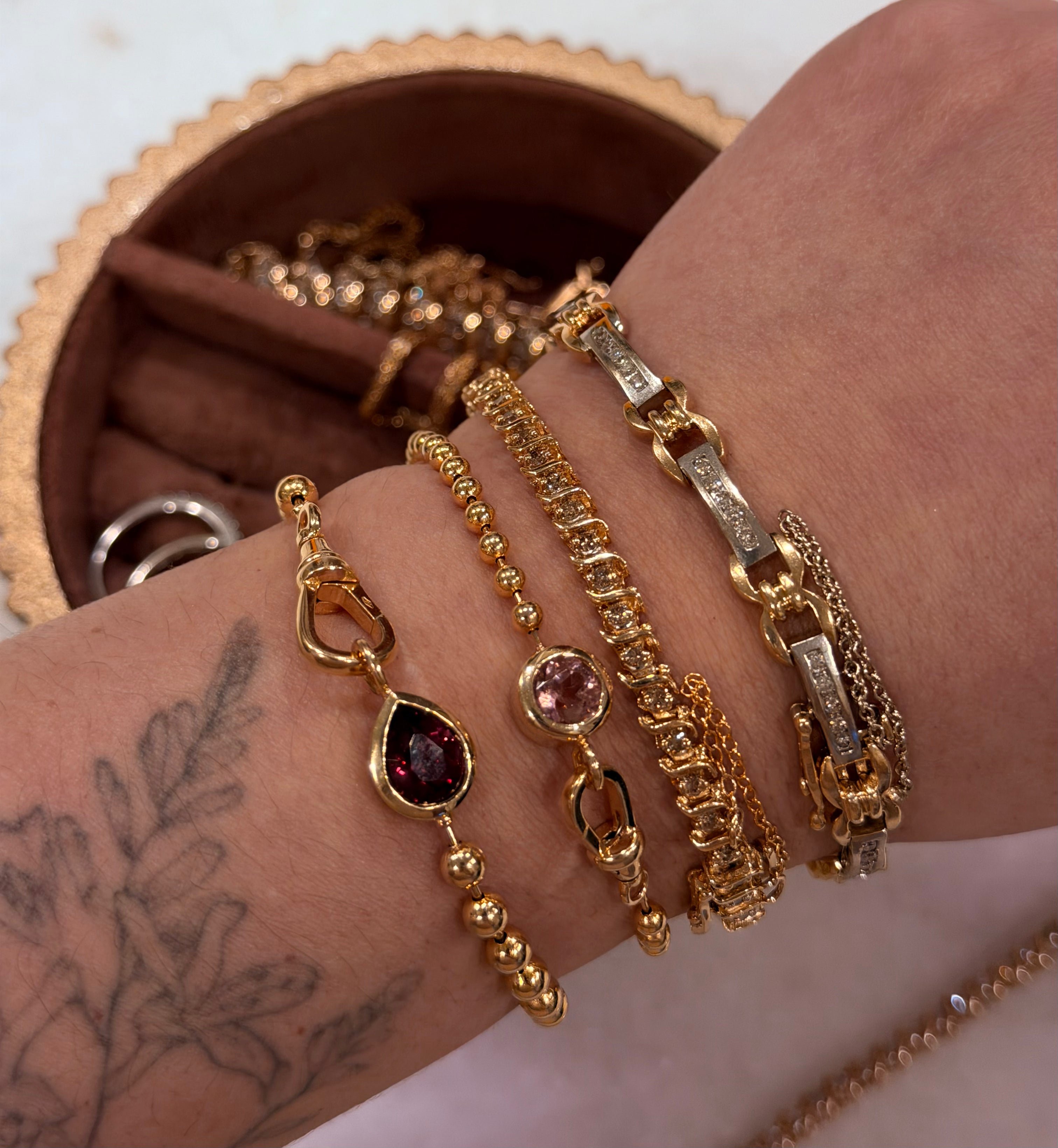 Vintage Petite S - Link Brown Diamond Bracelet