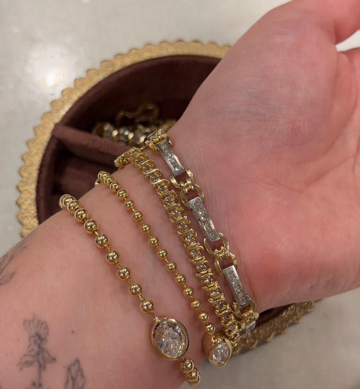 Vintage Petite S - Link Brown Diamond Bracelet