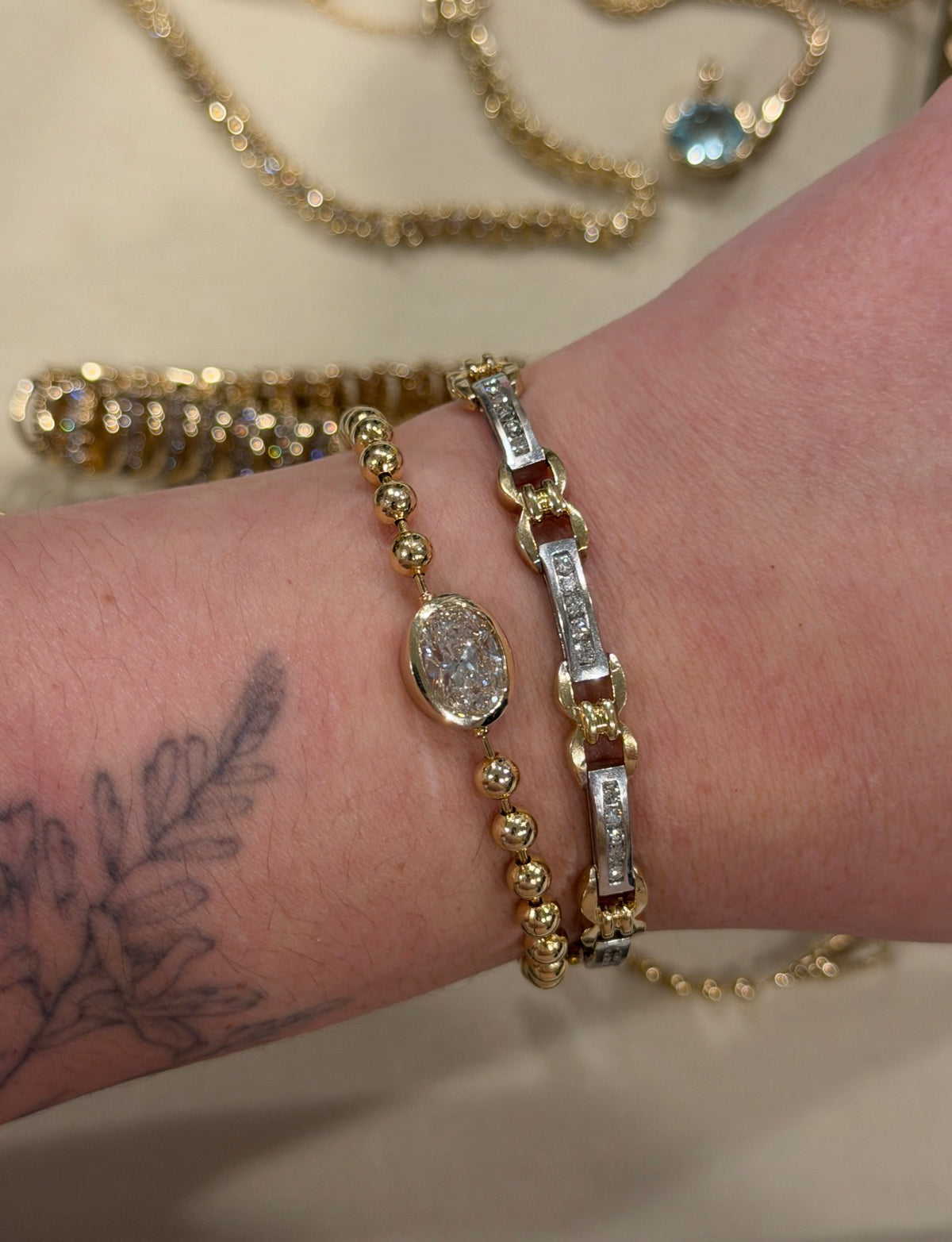 Vintage Mix Metal Diamond Bracelet