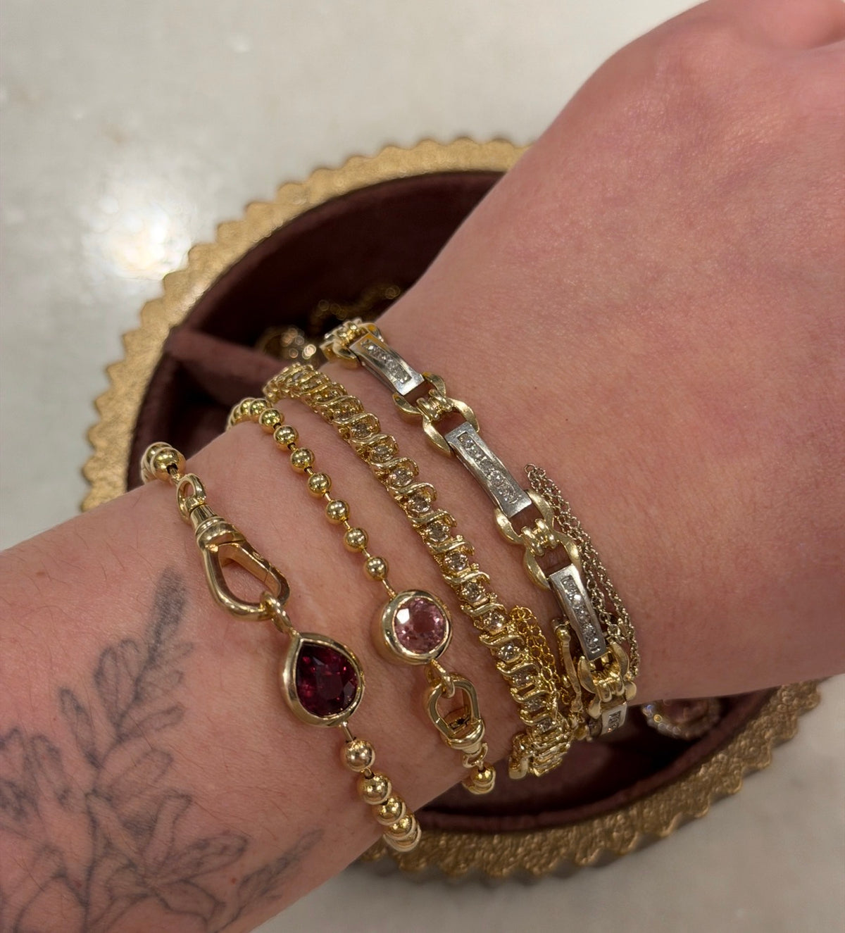 Vintage Mix Metal Diamond Bracelet