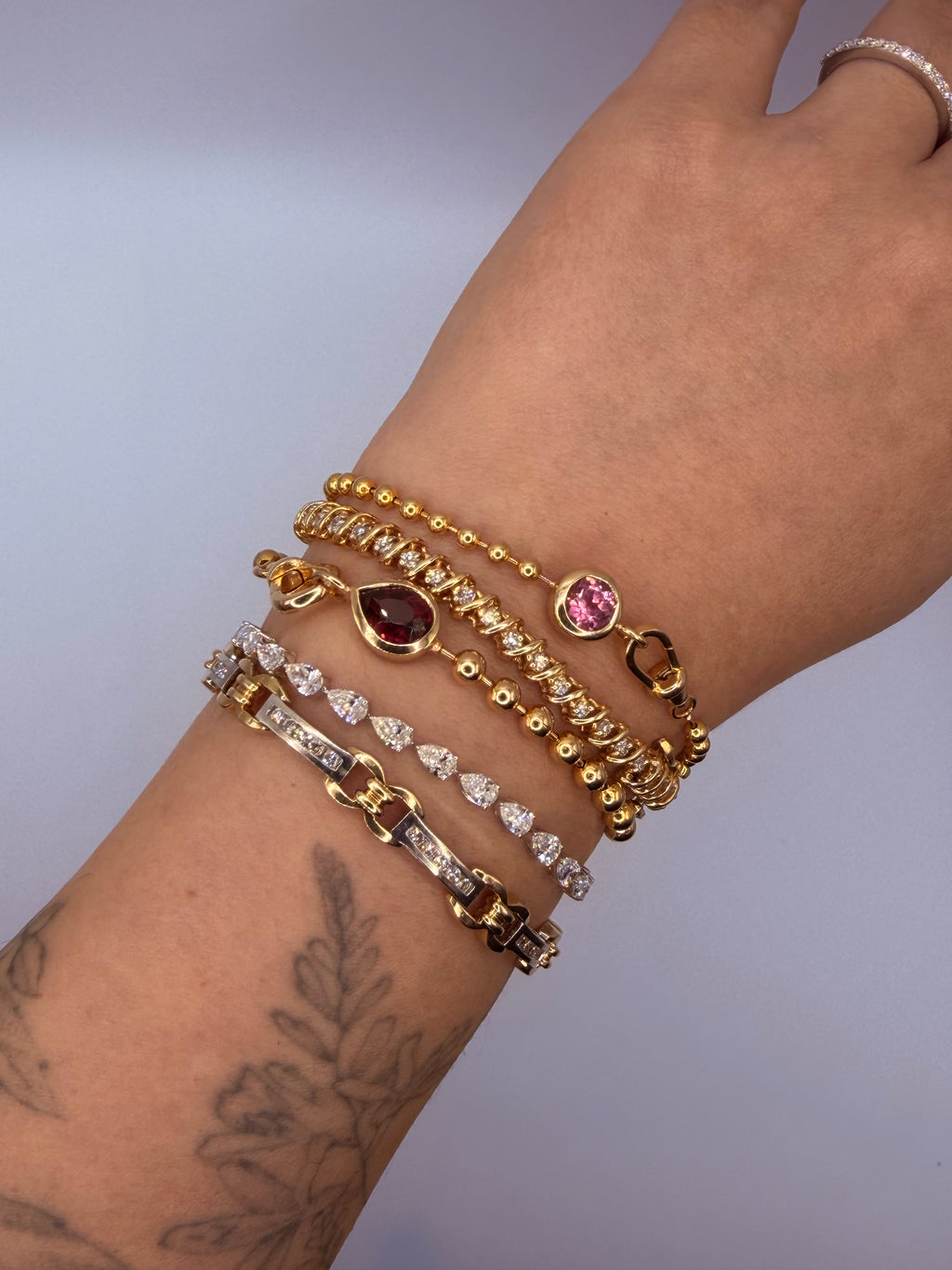 Vintage Mix Metal Diamond Bracelet