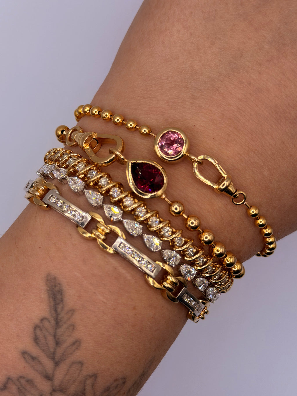 Vintage Mix Metal Diamond Bracelet