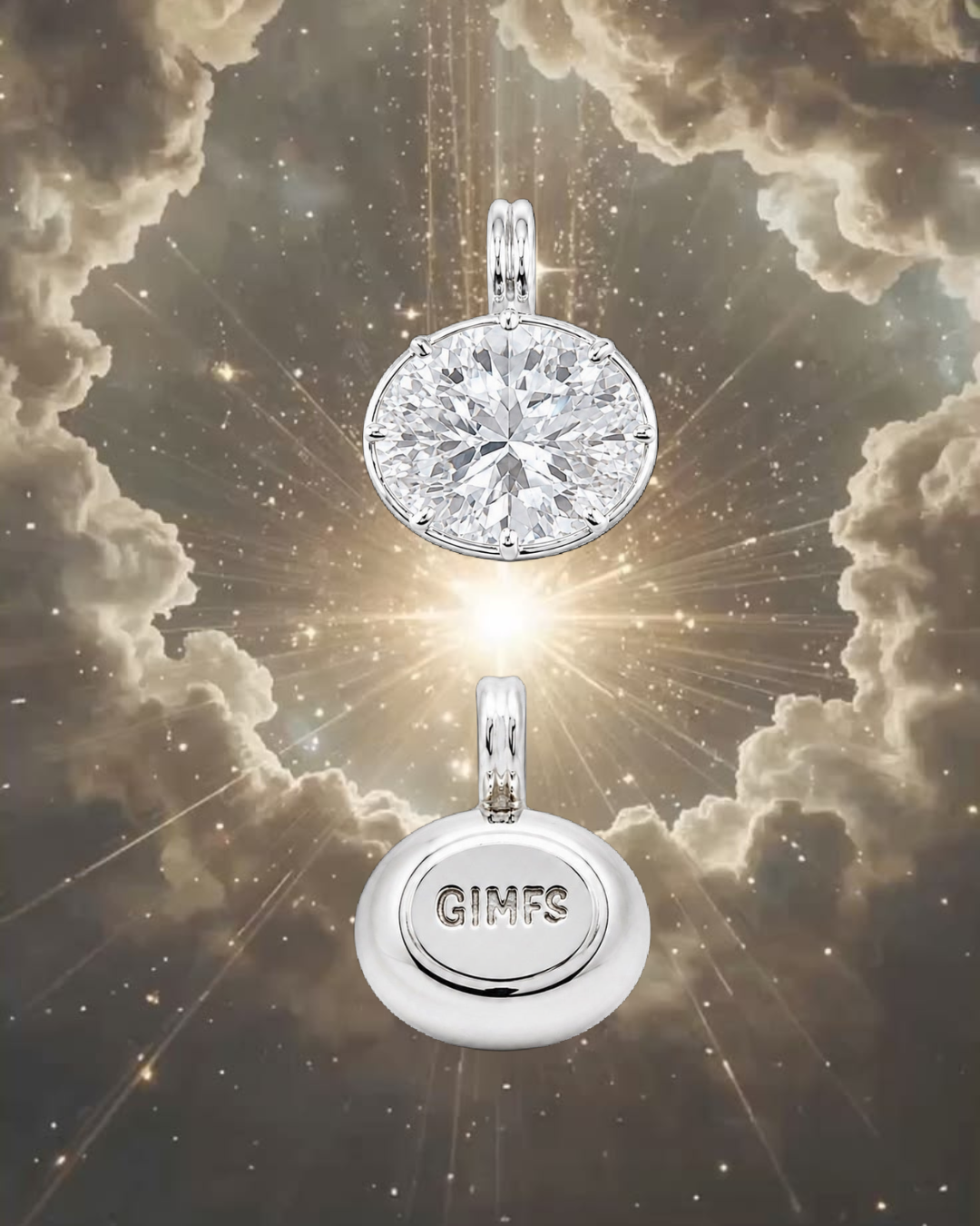 Stardust Oval Diamond  Button Back Charm