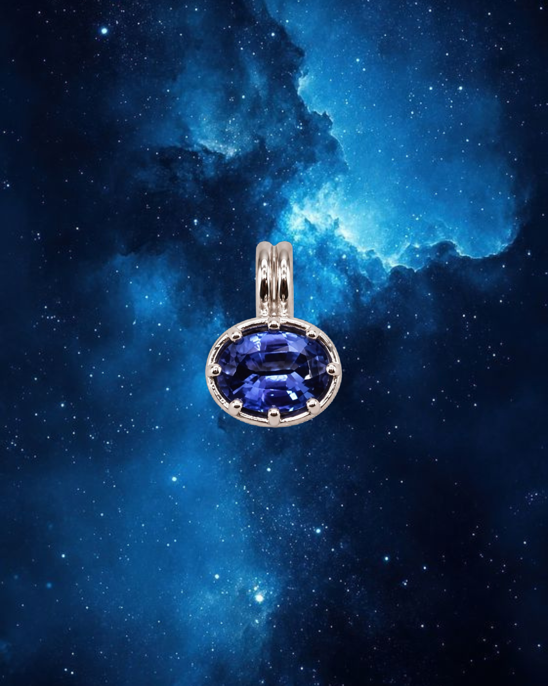 Classic Stardust Gemstone Charm in Blue Nebula