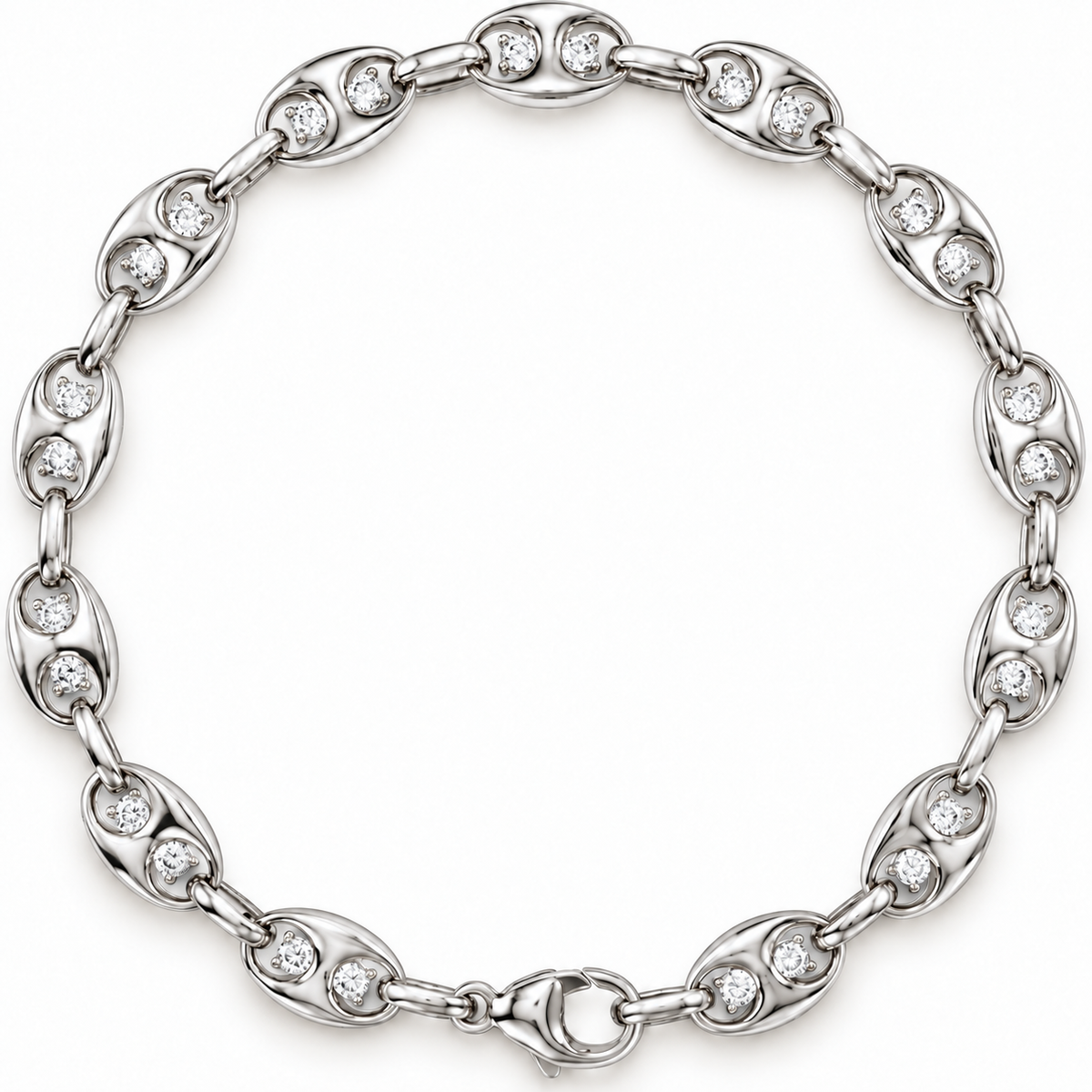 London Diamond Puffy Mariner Bracelet