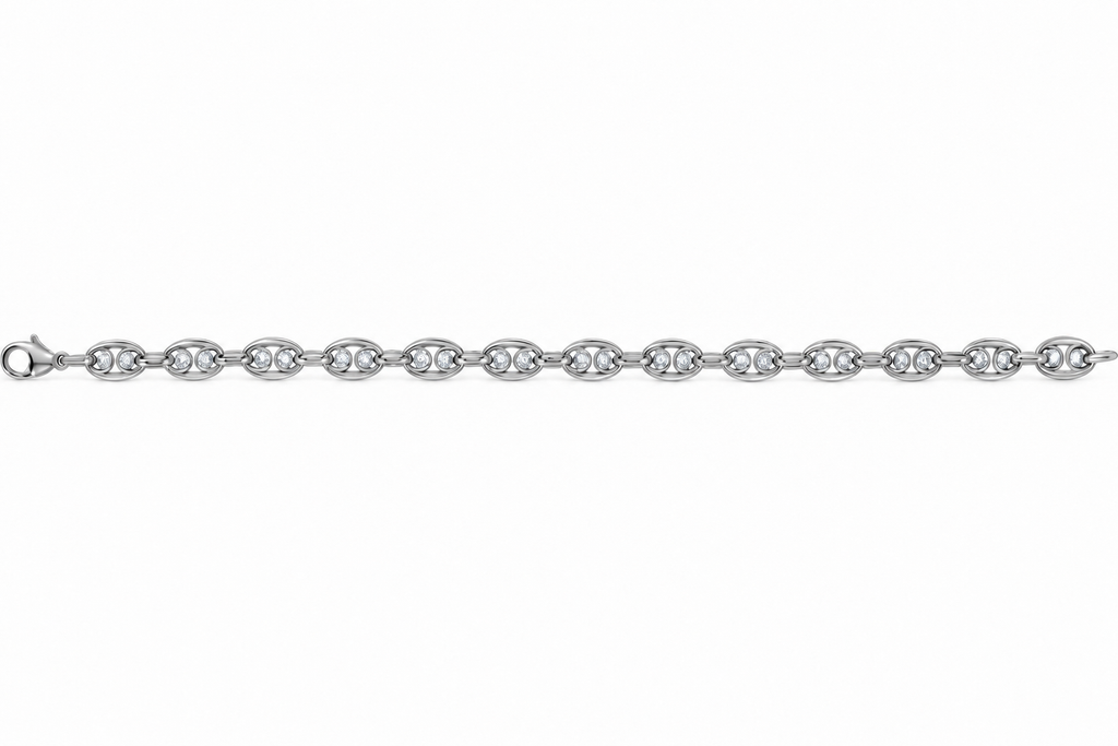 London Diamond Puffy Mariner Bracelet