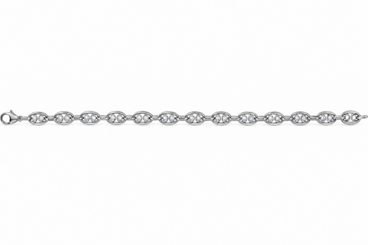 London Diamond Puffy Mariner Bracelet