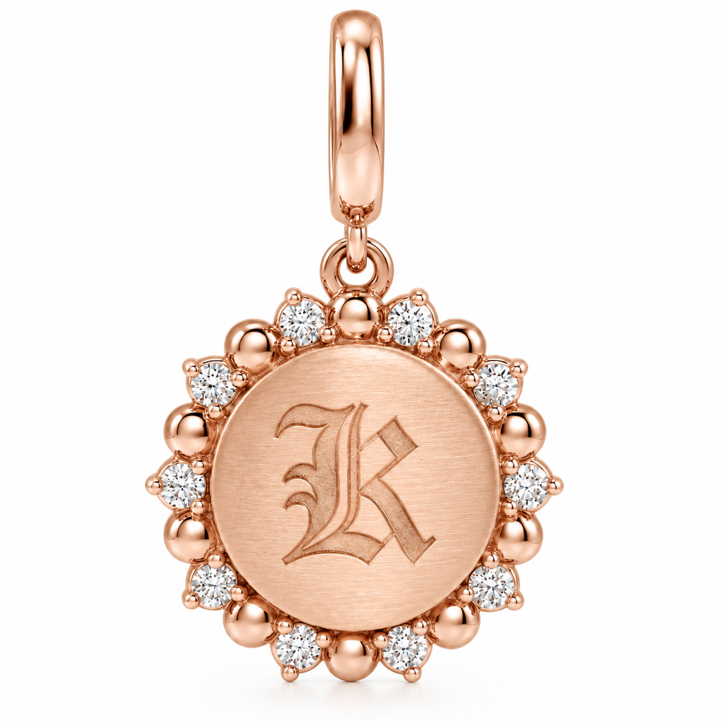 Flower Diamond Letter Charm