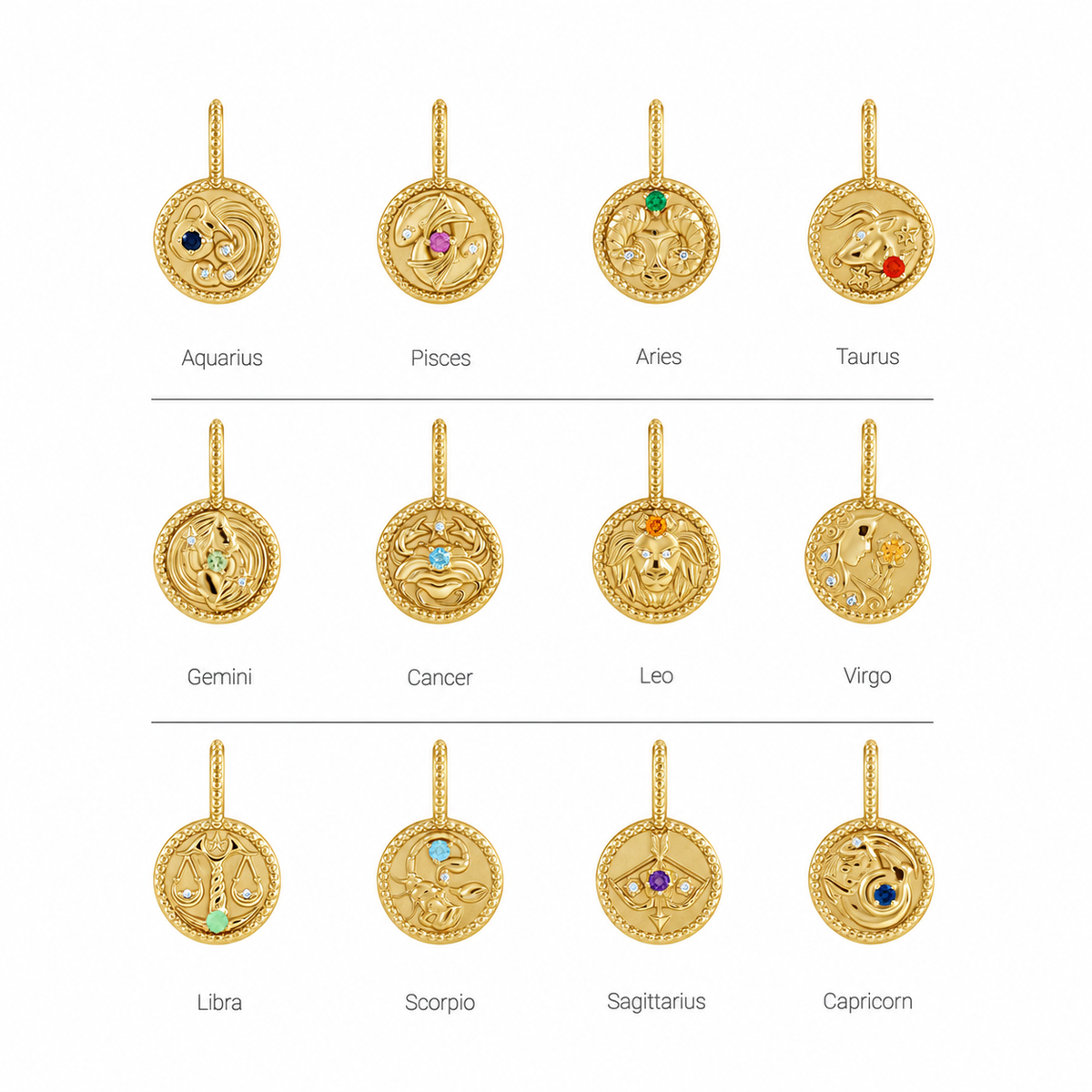 Zodiac Gemstone Charm