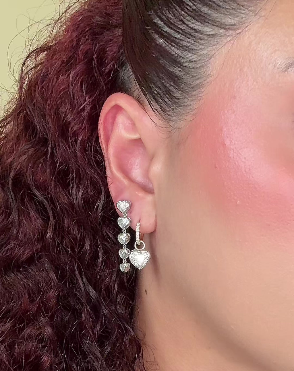 Grande Lovely Heart Diamond Pave Hoop Earrings