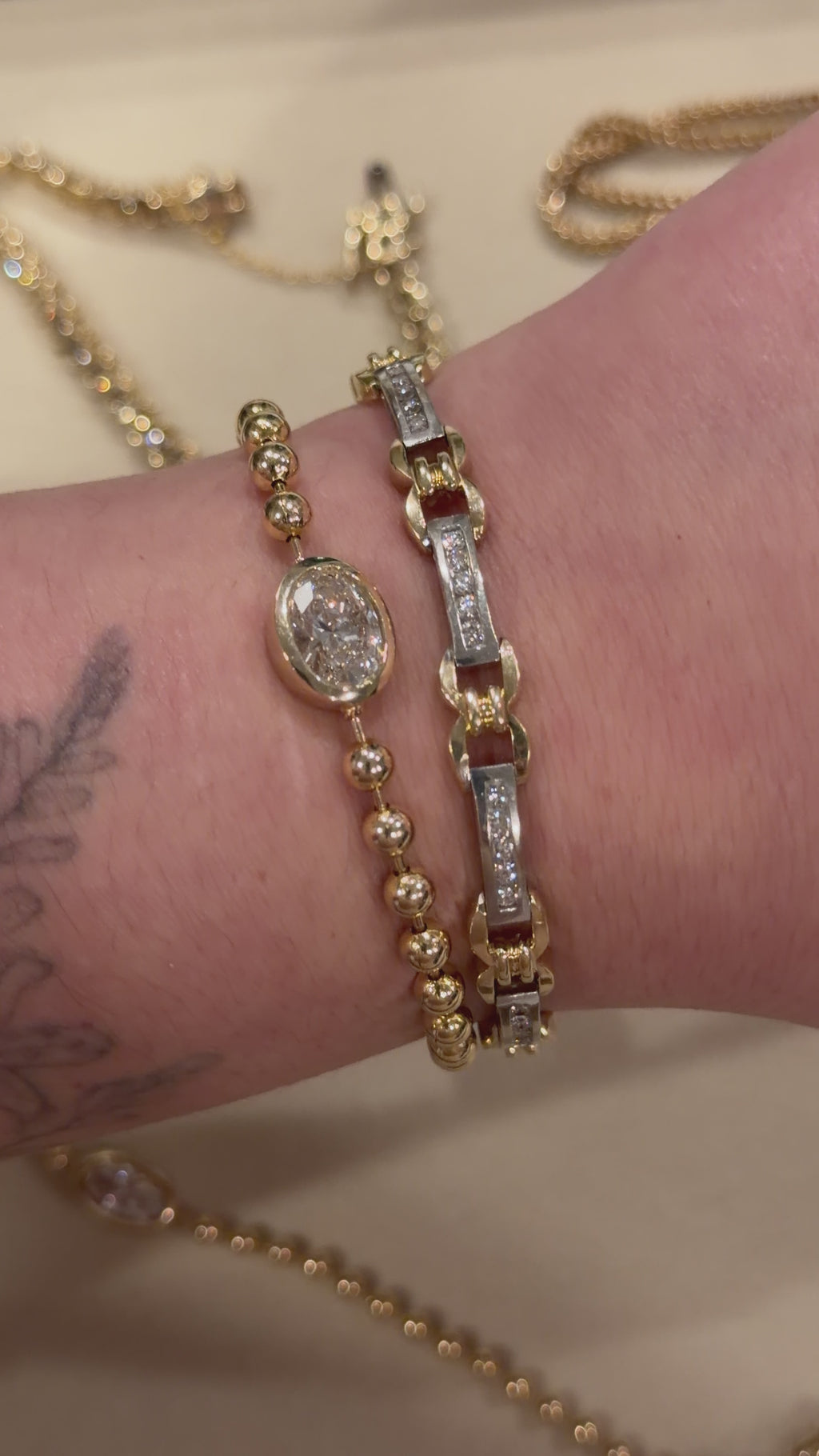 Vintage Mix Metal Diamond Bracelet