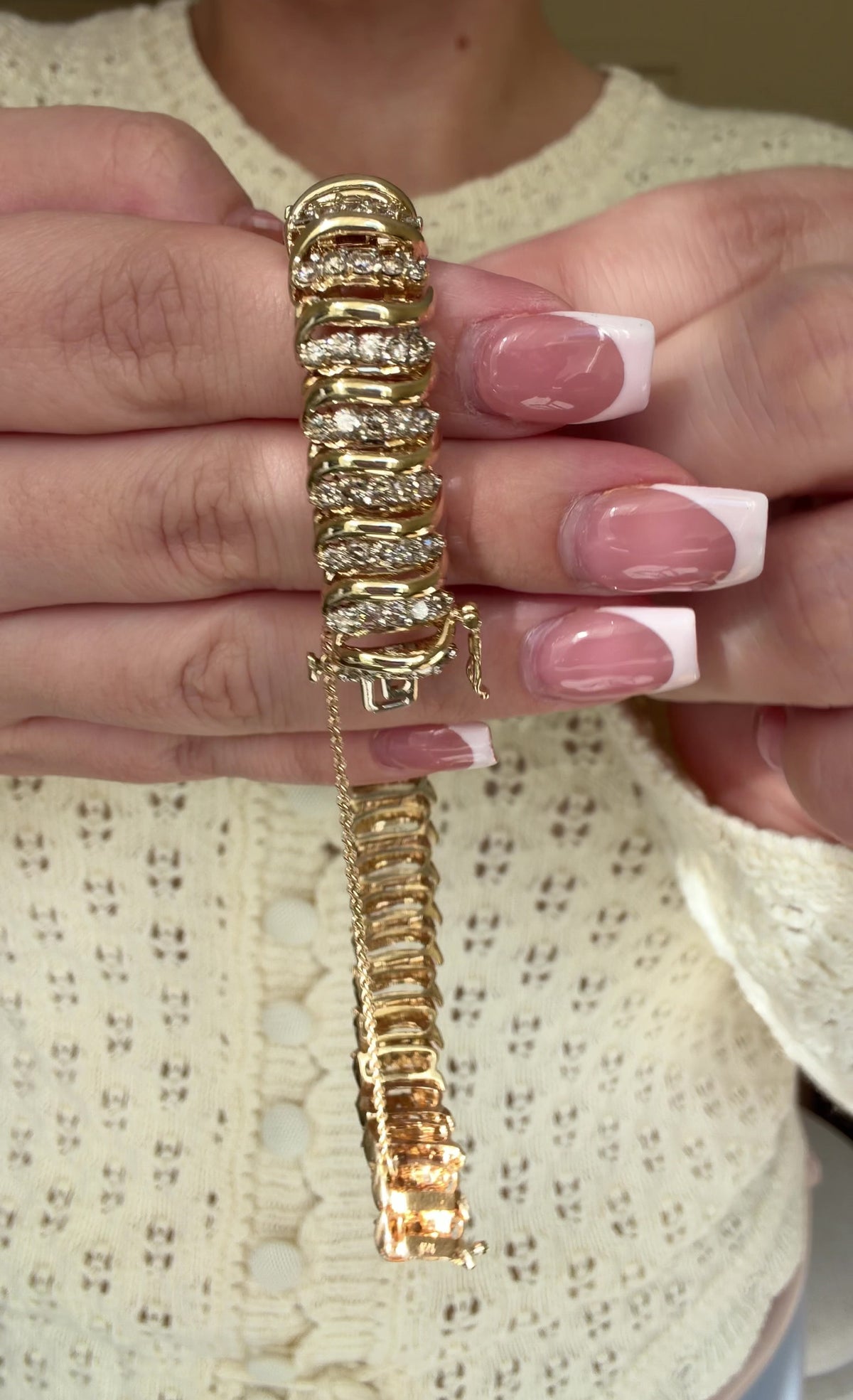 Vintage Mega S Link Diamond Bracelet