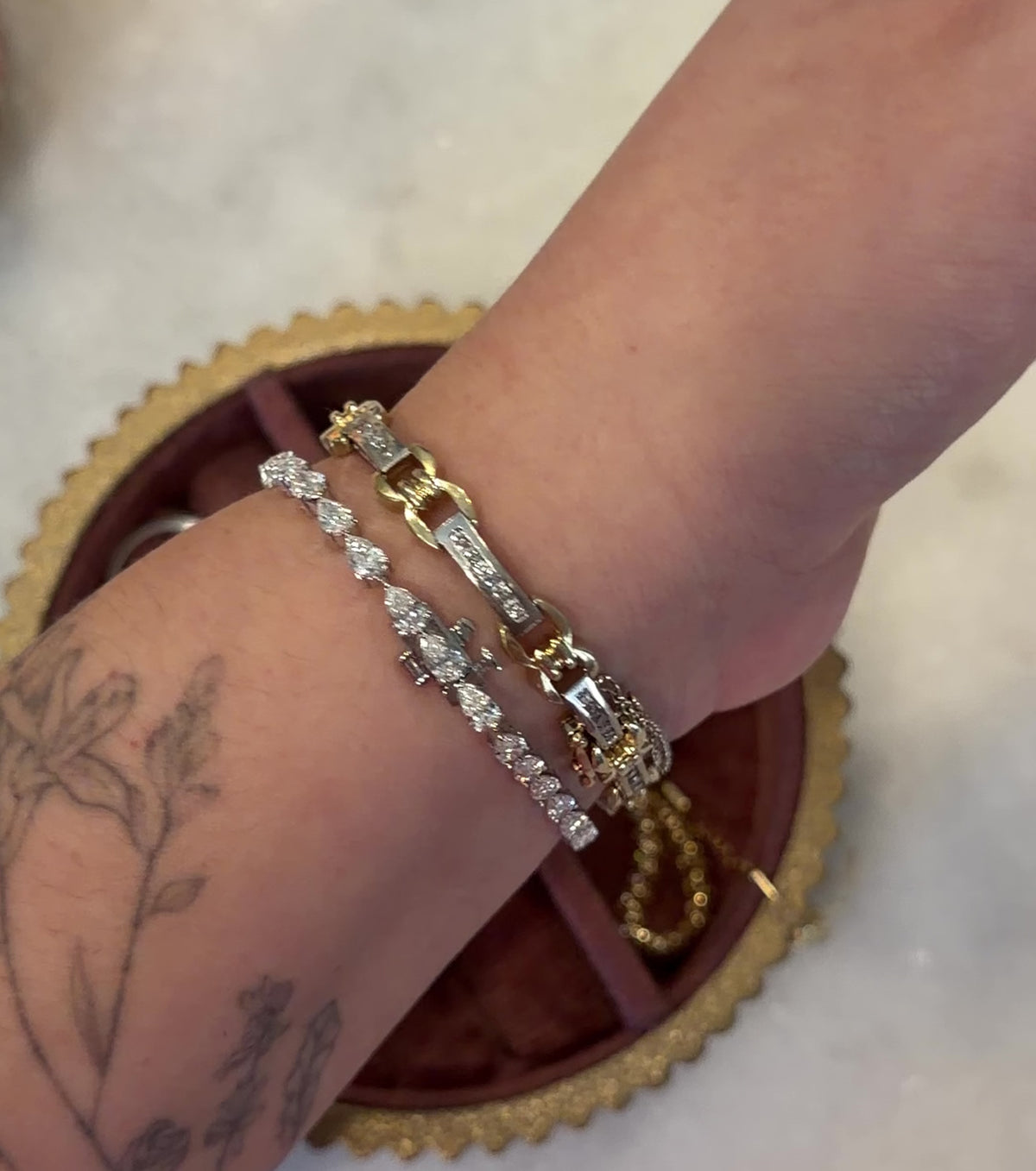Vintage Mix Metal Diamond Bracelet