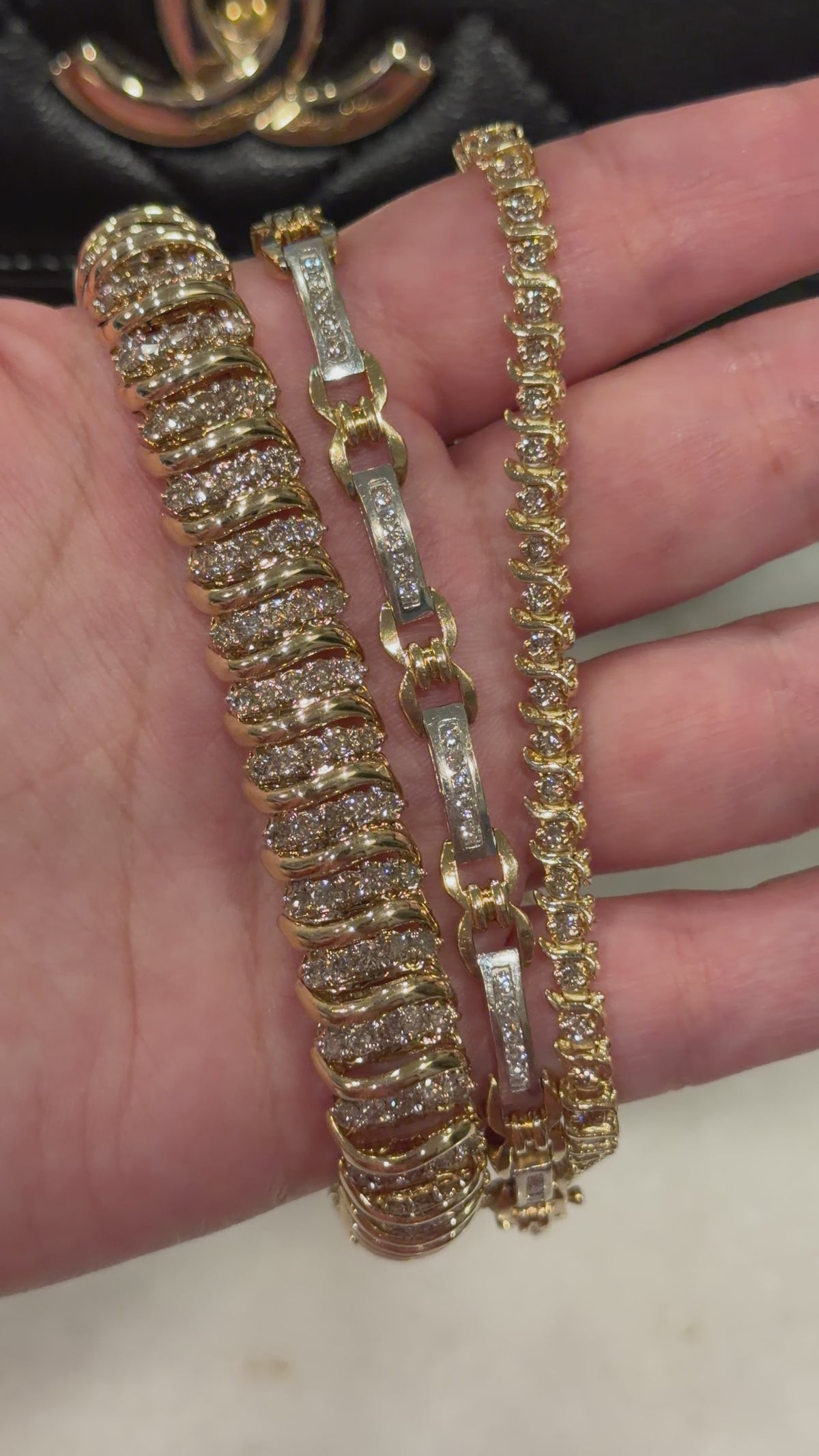 Vintage Mix Metal Diamond Bracelet