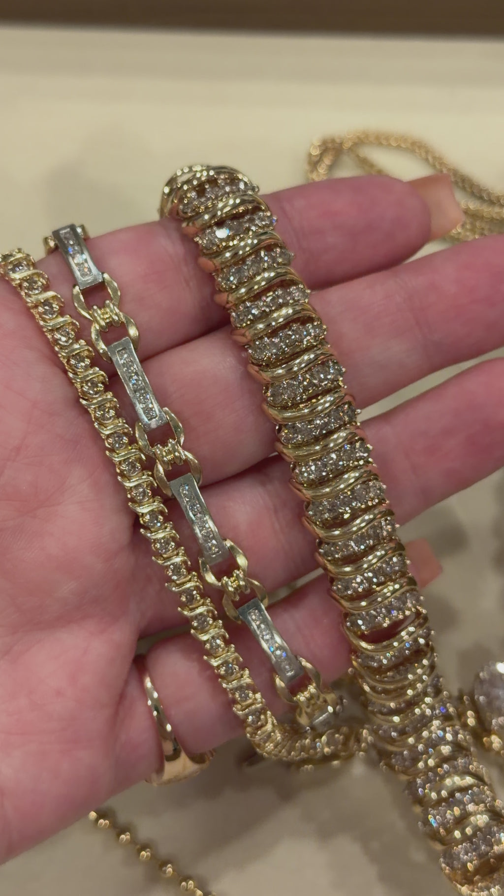 Vintage Mix Metal Diamond Bracelet