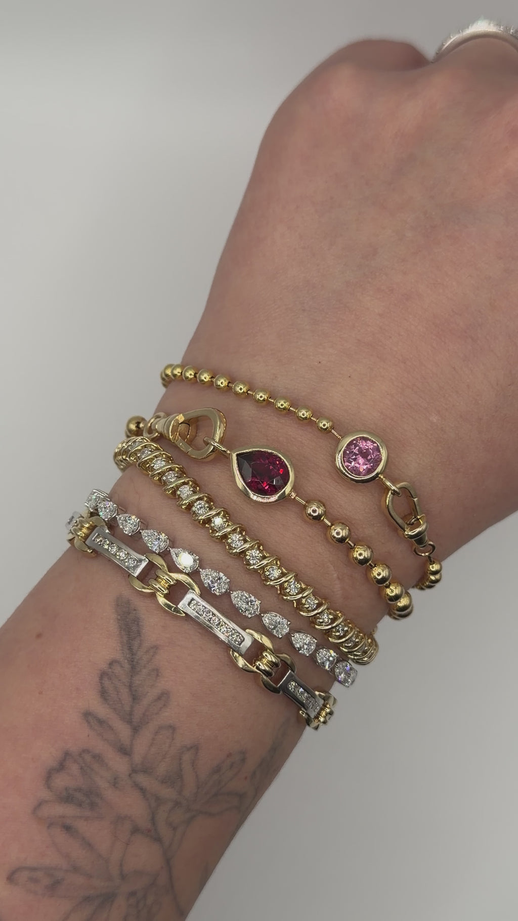 Vintage Mix Metal Diamond Bracelet