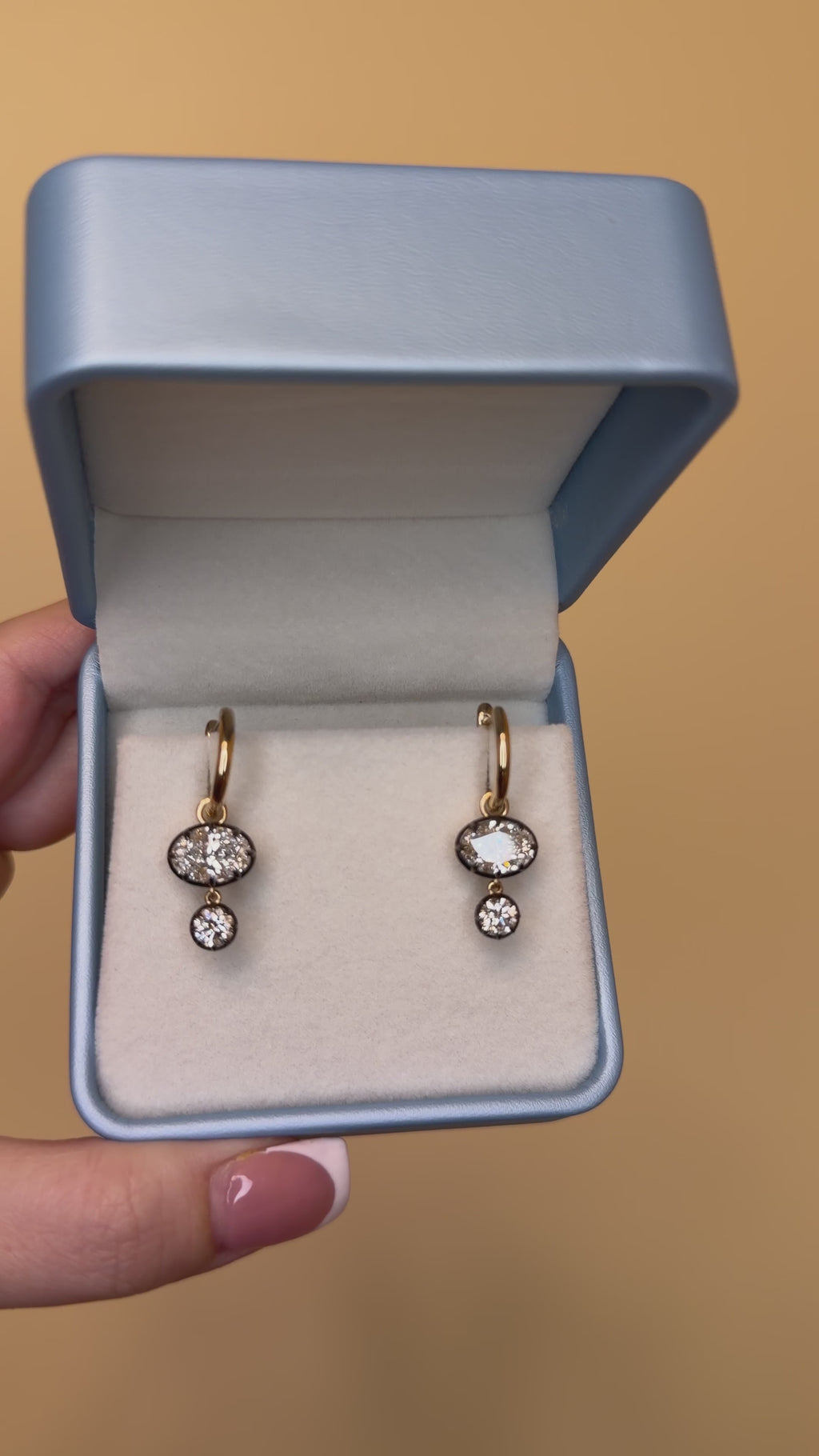 Georgina Button Back Diamond Drop Georgian Earrings